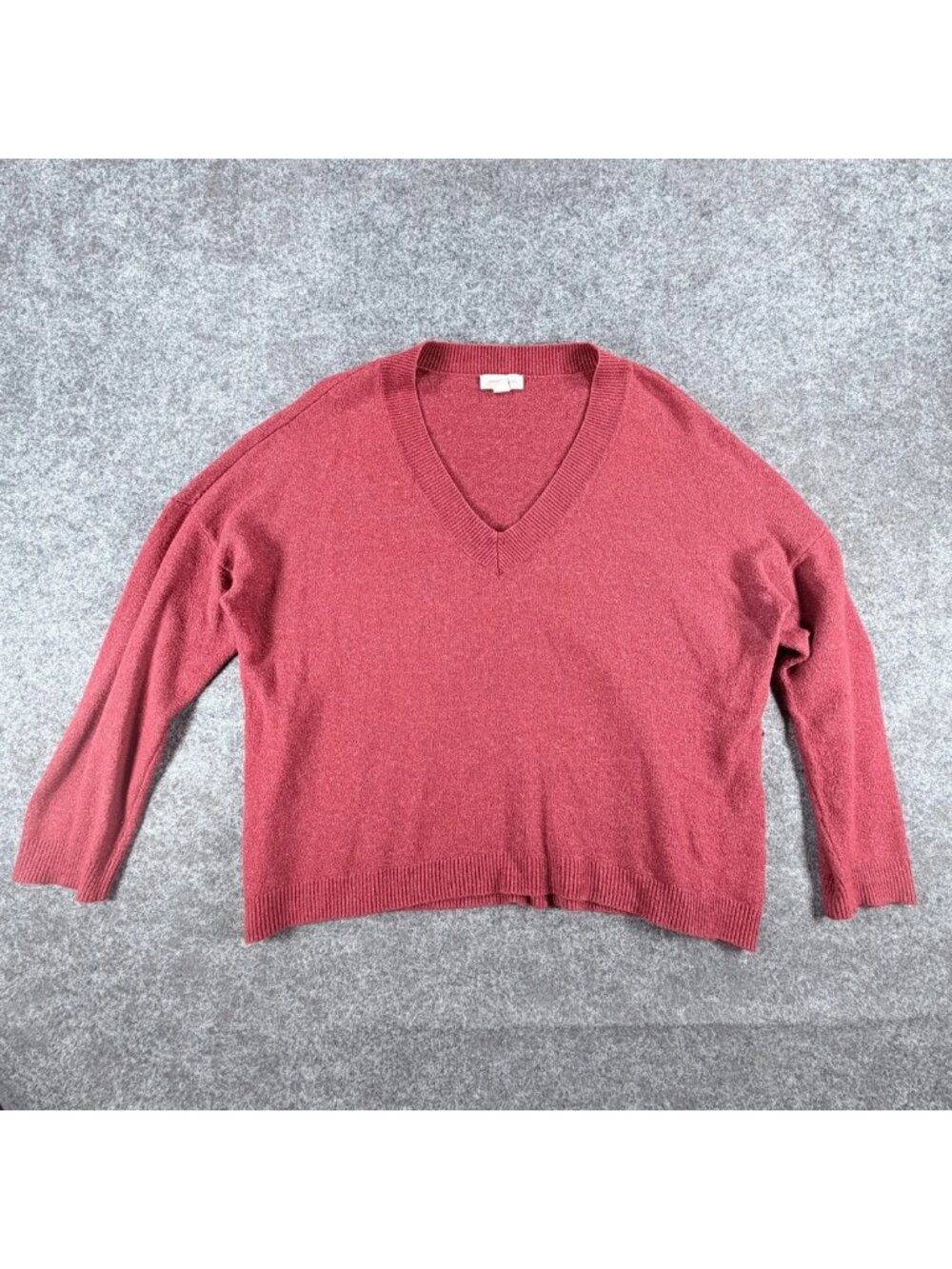 Treasure & Bond V-Neck‎ Sweater Womens XL Rose Red Wool Blend Stretch Oversized
